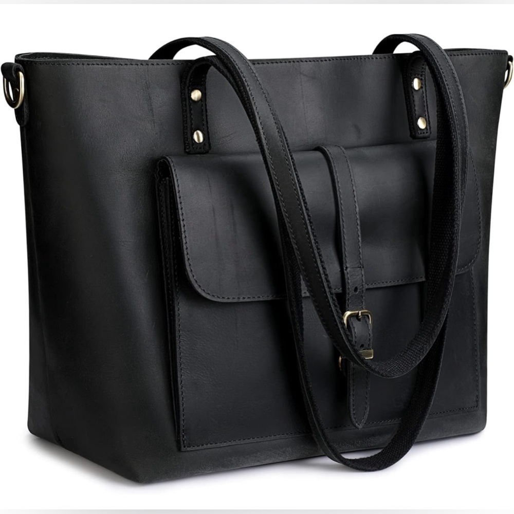 S-ZONE Women Vintage Genuine Leather Tote Bag Large Shoulder Purse Work Handbag